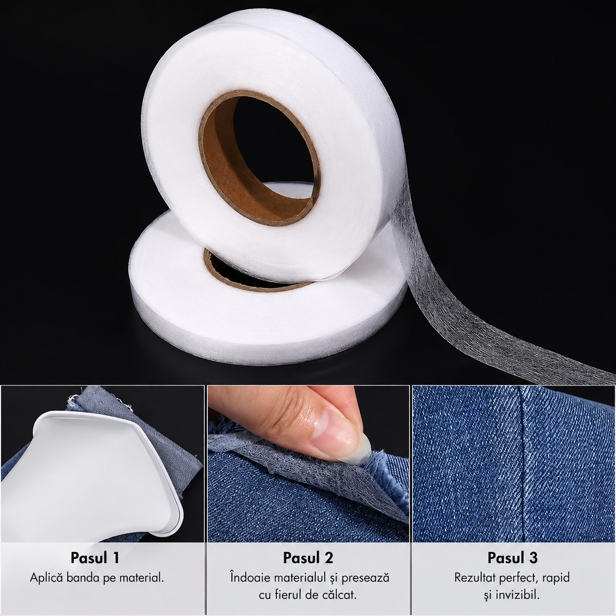 1+1 Cadou – Bandă Termoadezivă Premium pentru Tiv, Scurtat și Ajustat Materiale