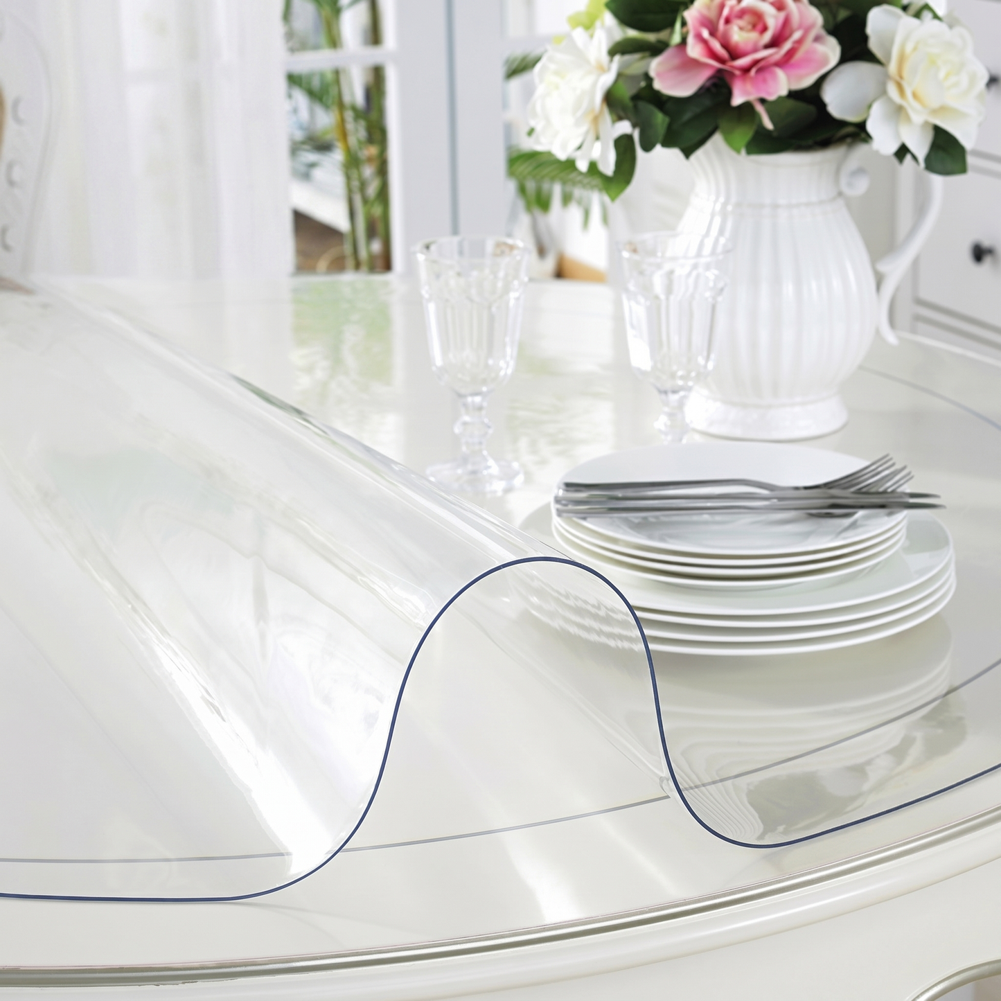 Față de Masă din Silicon Transparentă – 90cm x 150cm