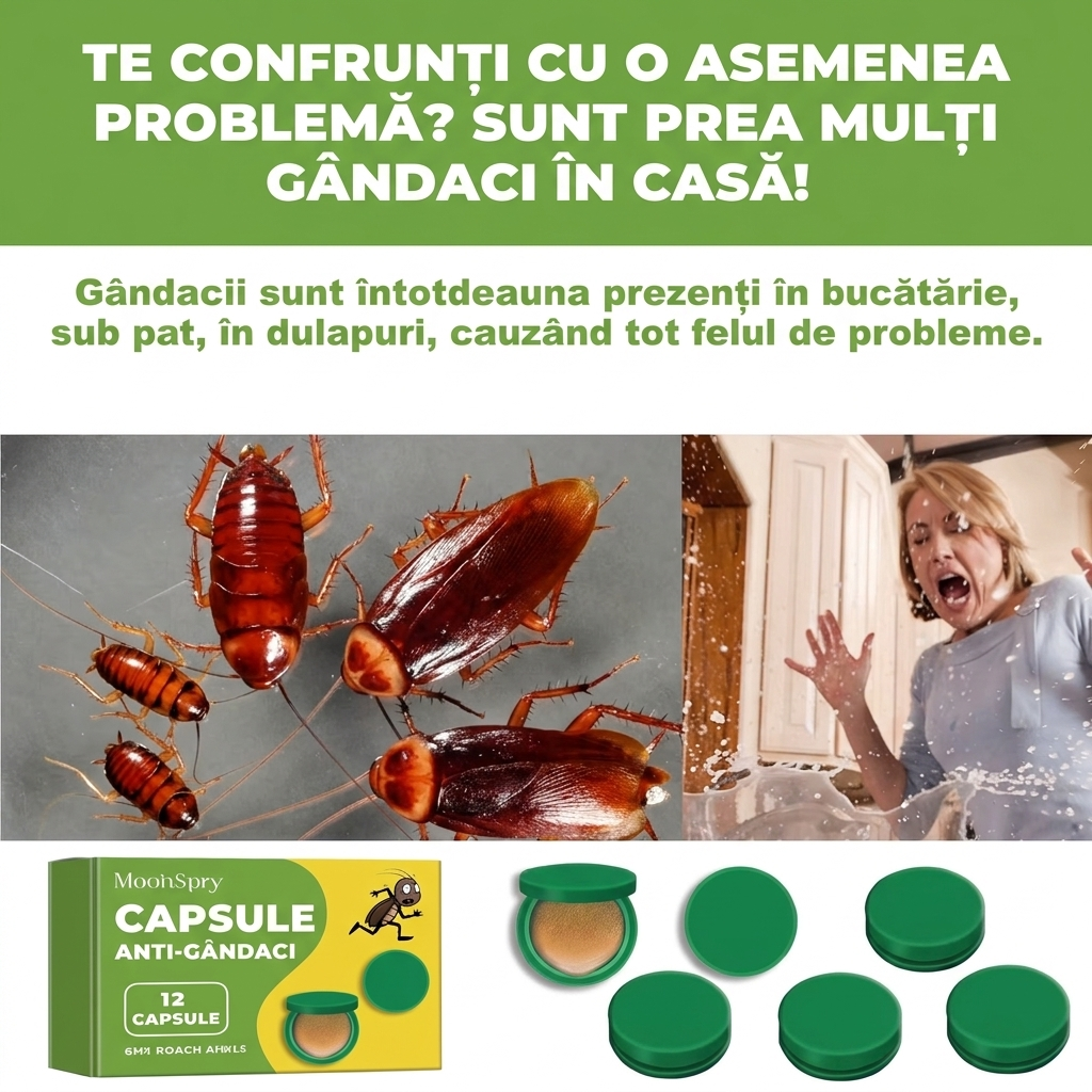 Capsule cu Gel Eficiente Împotriva Gândacilor și Insectelor – Pentru Casă, Bucătărie, Dormitor, Restaurant și Depozit