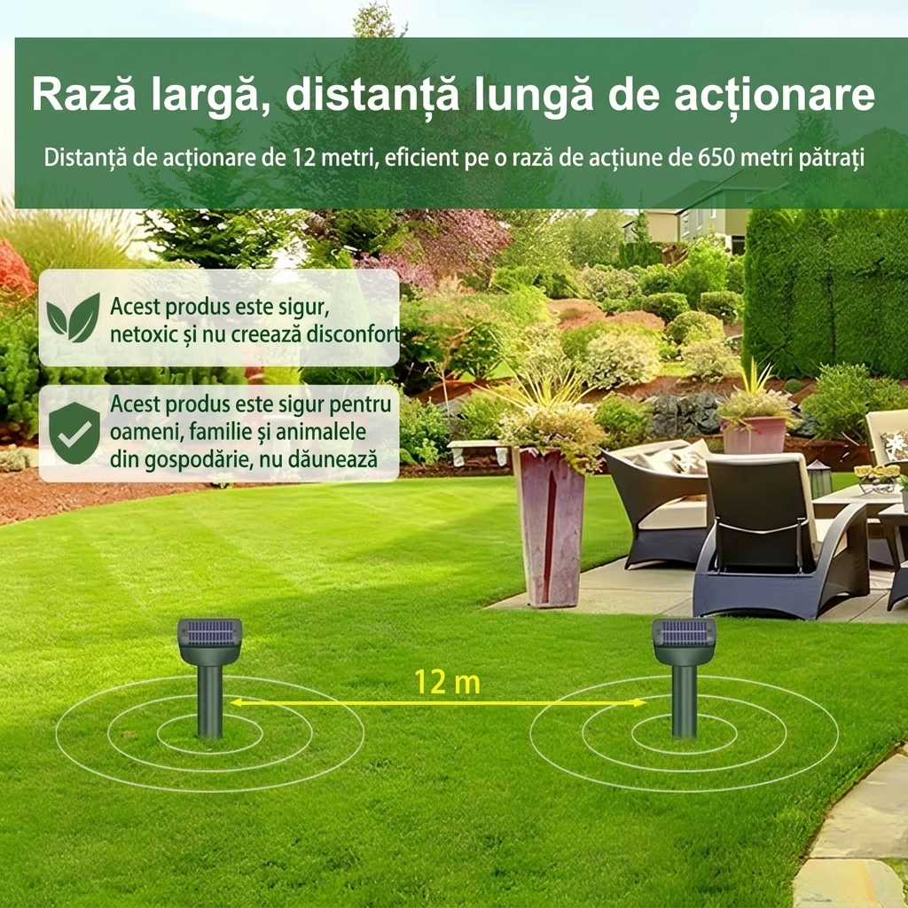 Aparat Anti-Dăunători Solar cu Senzor de Vibrații
