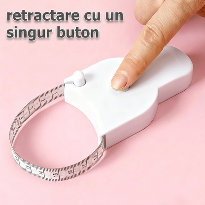 Metru retractabil cu buton pentru măsurători precise, 150 cm