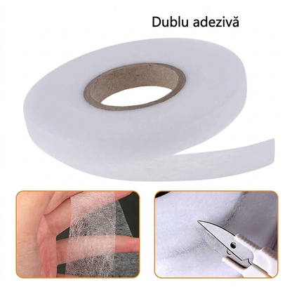 1+1 Cadou (3cm x 25m) X 2 – Bandă Termoadezivă Premium pentru Tiv, Scurtat și Ajustat Materiale