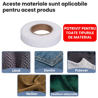 1+1 Cadou (3cm x 25m) X 2 – Bandă Termoadezivă Premium pentru Tiv, Scurtat și Ajustat Materiale