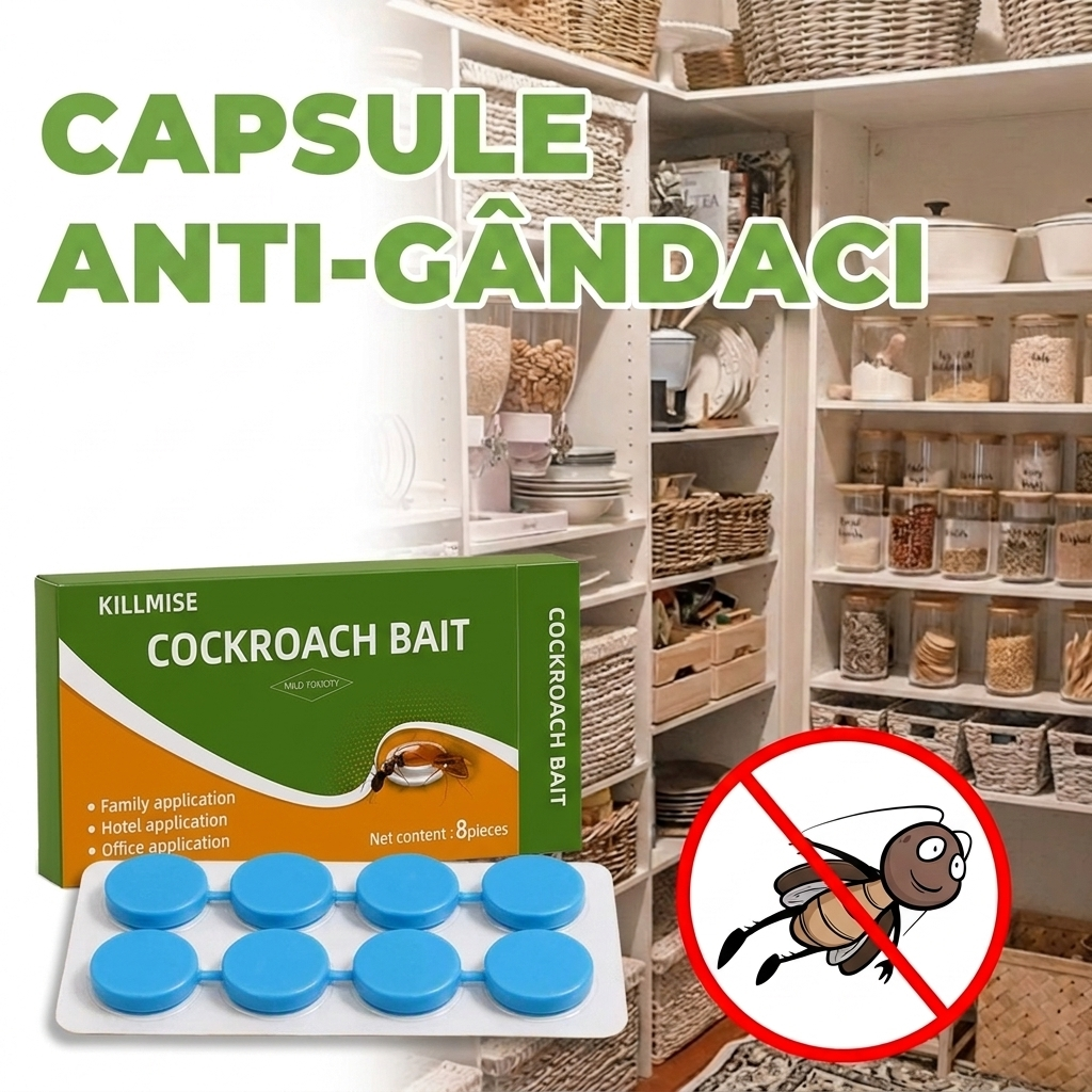 Capsule cu Gel Eficiente Împotriva Gândacilor și Insectelor – Pentru Casă, Bucătărie, Dormitor, Restaurant și Depozit