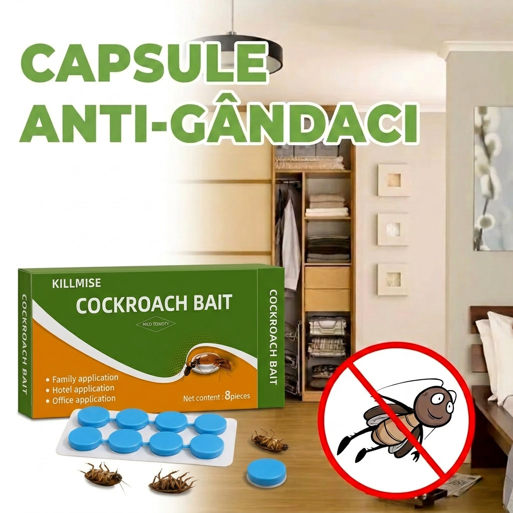 Capsule cu Gel Eficiente Împotriva Gândacilor și Insectelor – Pentru Casă, Bucătărie, Dormitor, Restaurant și Depozit